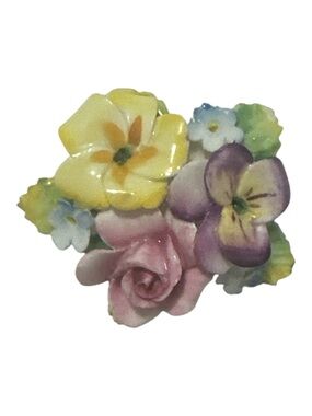 Artone Vintage Hand-Painted Bone China Floral Bouquet Brooch